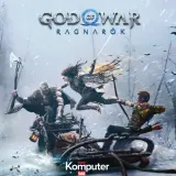 Kratos i Atreus w akcji w śnieżnym lesie, zapowiedź gry God of War Ragnarok na PS Plus.