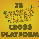 Czy Stardew Valley cross platform? Grafika przedstawia ikony przedmiotów z gry i pytanie o możliwość wspólnej gry między platformami.