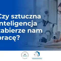 Kobieta pochyla się nad dokumentami, obok niej stoi robot. Czy sztuczna inteligencja zastąpi człowieka w pracy?