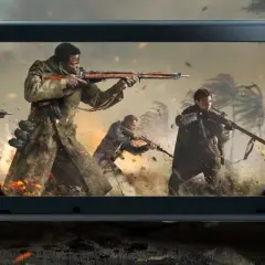 Call of Duty na Nintendo Switch: żołnierze w akcji, wybuchy i tropikalne krajobrazy.