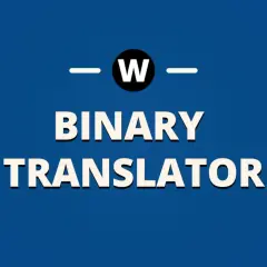 Jak odczytać system binarny litery? Logo "BINARY TRANSLATOR" z literą "W" w okręgu.