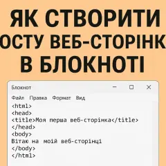 Jak zrobić stronę internetową HTML w Notatniku. Widok kodu HTML strony w oknie programu.