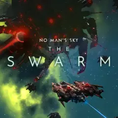 No Man's Sky aktualizacja "The Swarm" - ogromny statek kosmiczny i roje mniejszych jednostek w kosmicznej bitwie.