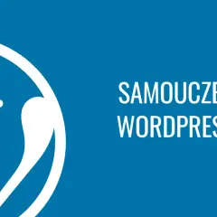Logo WordPress i napis "SAMOUCZEK WORDPRESS". To narzędzie do tworzenia stron.
