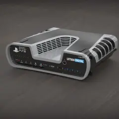 Nietypowy ps5 dev kit z licznymi portami i wskaźnikami, prototyp dla deweloperów.
