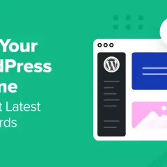 Jak sprawdzić motyw WordPress? Grafika pokazuje interfejs strony z logo WordPress i ikoną odświeżania, sugerując testowanie zgodności z najnowszymi standardami.