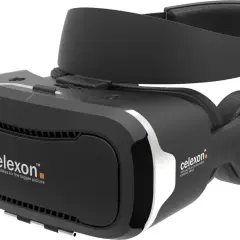 Czarne gogle VR marki Celexon z wbudowanymi słuchawkami. Idealne, gdy zastanawiasz się, jakie gogle VR wybrać do wirtualnych wrażeń.
