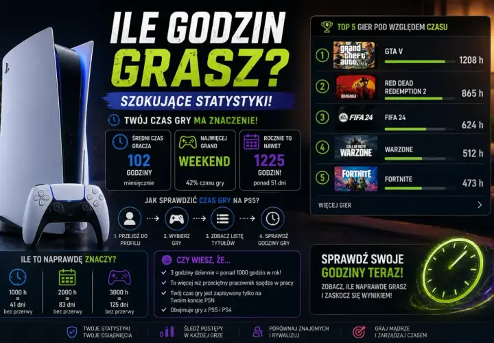 Czy gry z PS3 działają na PS5? Dowiedz się, ile godzin grasz, i zobacz statystyki czasu gry na konsoli PS5.