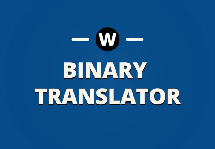 Jak odczytać system binarny litery? Logo "BINARY TRANSLATOR" z literą "W" w okręgu.