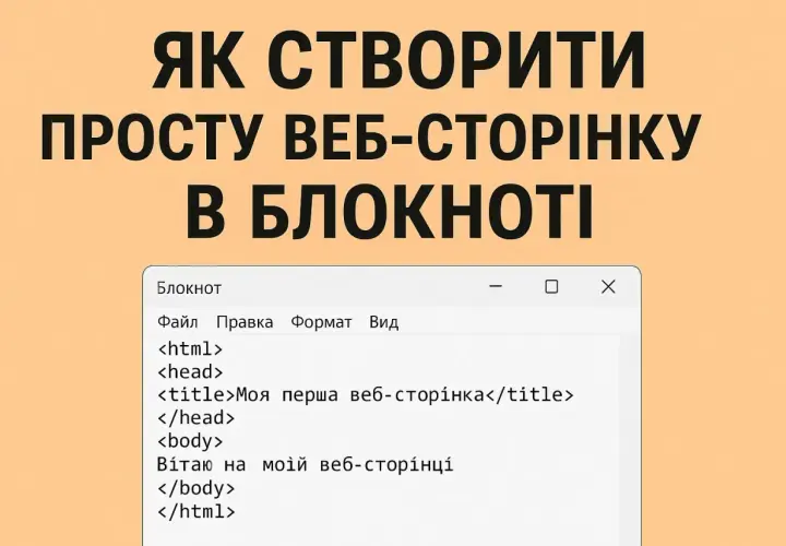 Jak zrobić stronę internetową HTML w Notatniku. Widok kodu HTML strony w oknie programu.