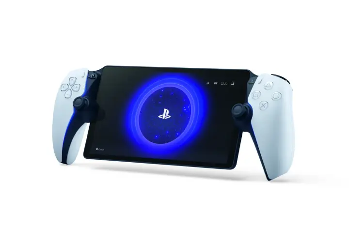 Nowy handheld od Sony z kontrolerami DualSense. Ekran wyświetla logo PlayStation na tle kosmicznej mgławicy.