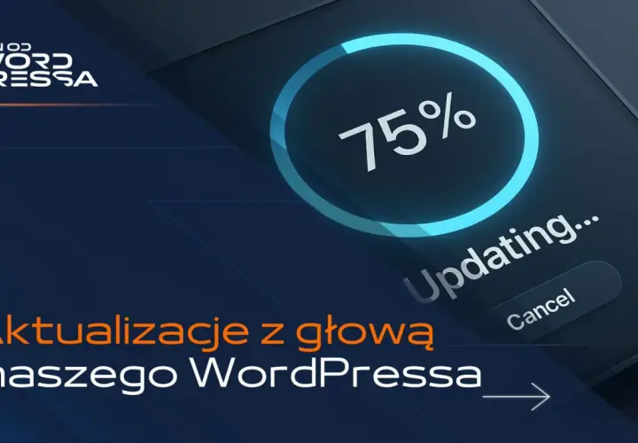 Grafika pokazuje postęp aktualizacji WordPressa do 75%. Dowiedz się, jak zaktualizować WordPress bezpiecznie i efektywnie.