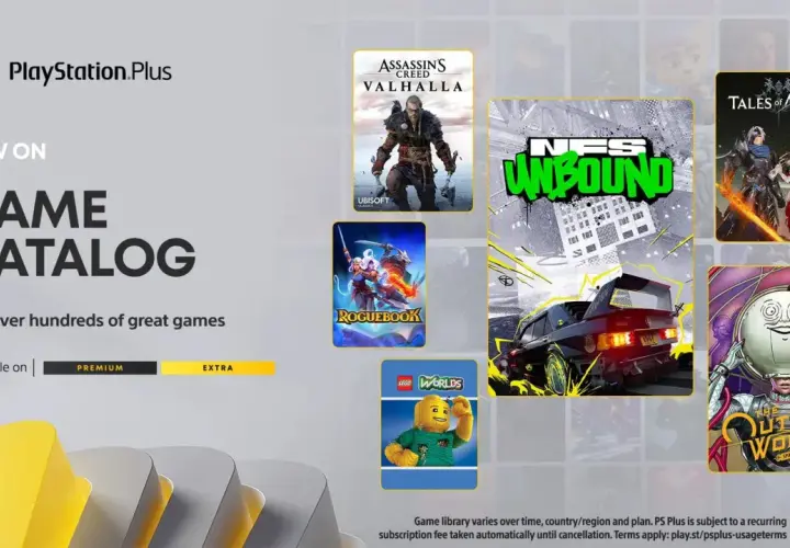 Okładka gry Need for Speed Unbound na PS4, obok Assassin's Creed Valhalla, Roguebook, Tales of Arise i The Outer Worlds.