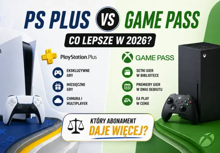Porównanie PS Plus i Game Pass: ekskluzywne gry, miesięczne gry, chmura vs setki gier, premiery i EA Play. Który abonament daje więcej w 2026?