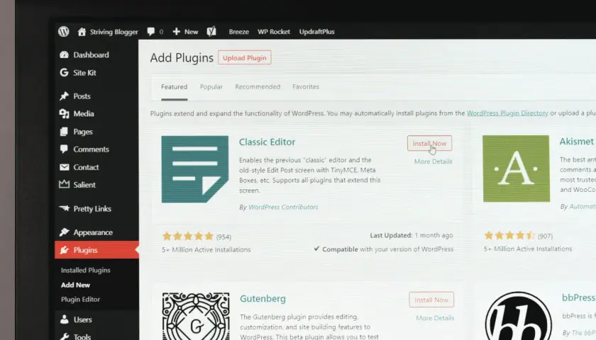Dodawanie wtyczek do WordPress. Zastanawiasz się, ile kosztuje strona internetowa WordPress? Wiele zależy od wtyczek, które wybierzesz.