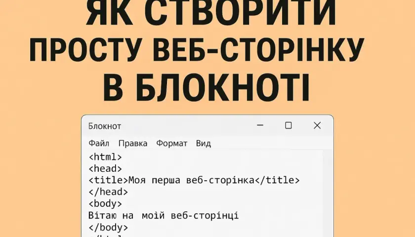 Jak zrobić stronę internetową HTML w Notatniku. Widok kodu HTML strony w oknie programu.