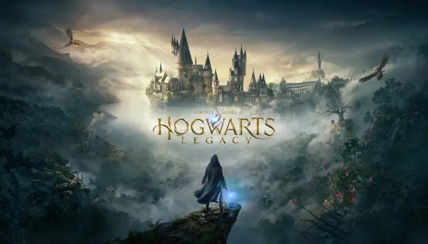 Magiczny świat Hogwartu w grze Hogwarts Legacy, z zamkiem, smokami i orłem. Czekamy na kolejne DLC!