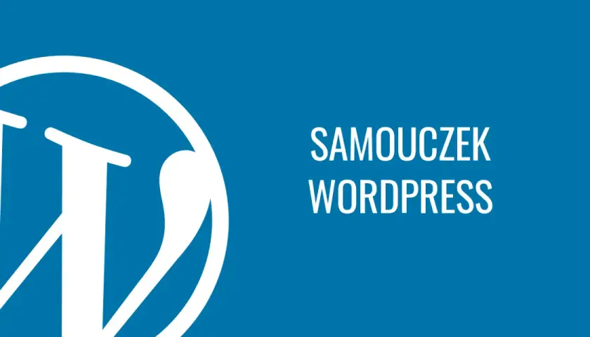 Logo WordPress i napis "SAMOUCZEK WORDPRESS". To narzędzie do tworzenia stron.