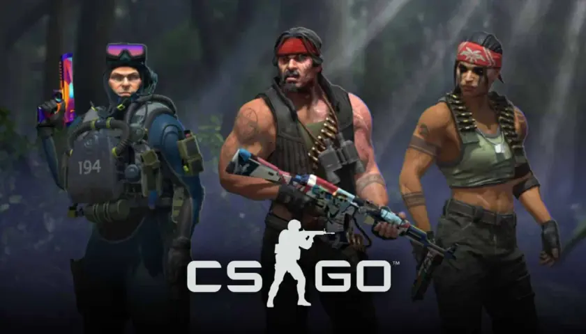 Trzech żołnierzy CS:GO w akcji podczas operacji Riptide. Jeden w kombinezonie nurkowym, drugi z karabinem, trzecia z karabinem.