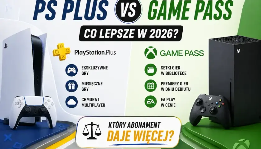 Porównanie PS Plus i Game Pass: ekskluzywne gry, miesięczne gry, chmura vs setki gier, premiery i EA Play. Który abonament daje więcej w 2026?