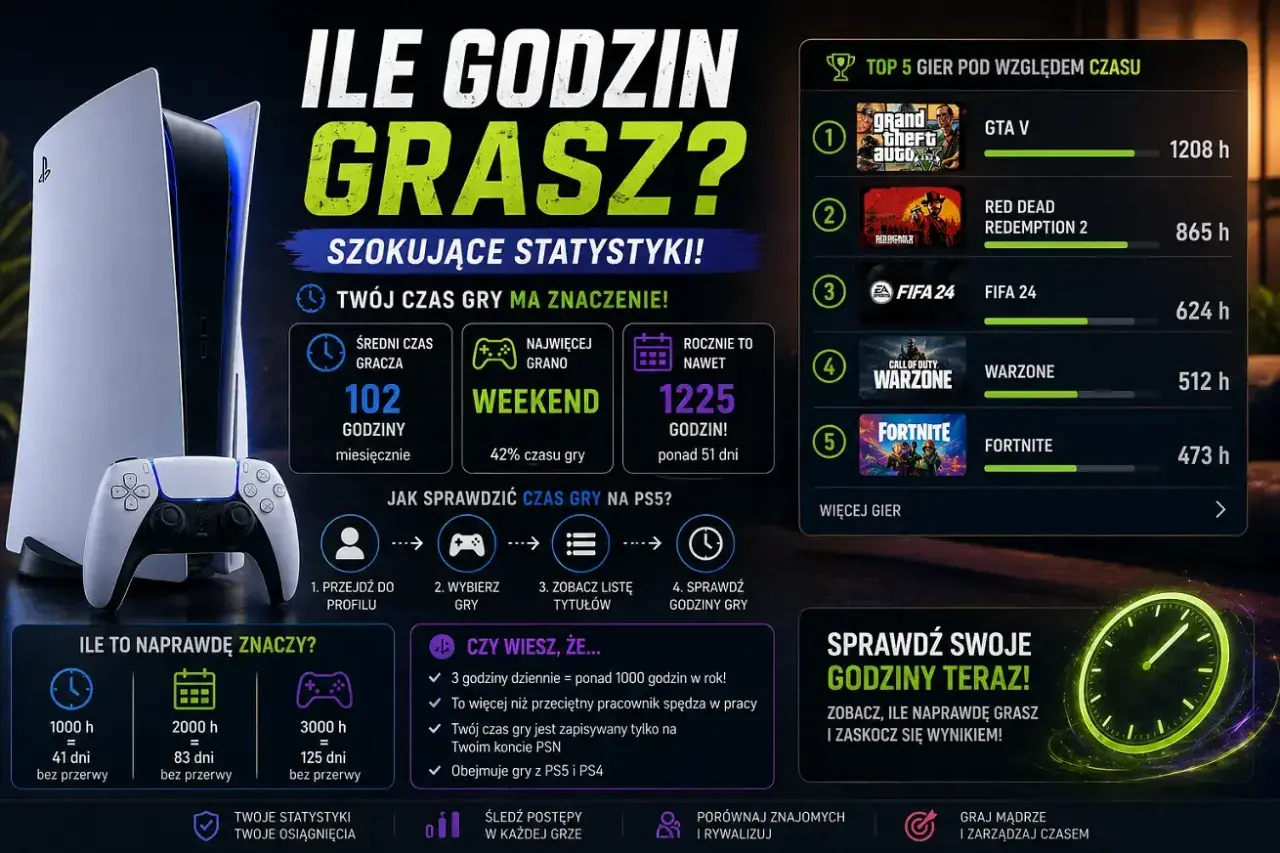 Czy gry z PS3 działają na PS5? Dowiedz się, ile godzin grasz, i zobacz statystyki czasu gry na konsoli PS5.