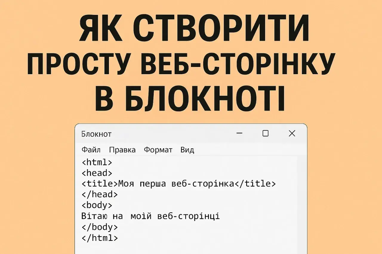 Jak zrobić stronę internetową HTML w Notatniku. Widok kodu HTML strony w oknie programu.