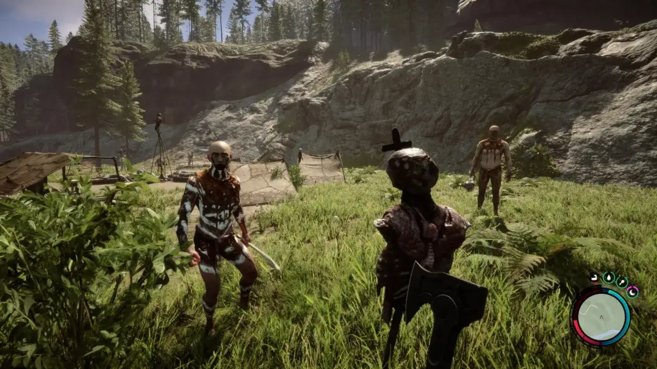 Postapokaliptyczny las w The Forest 2 PS5. Gracze walczą z mutantami w dziczy.